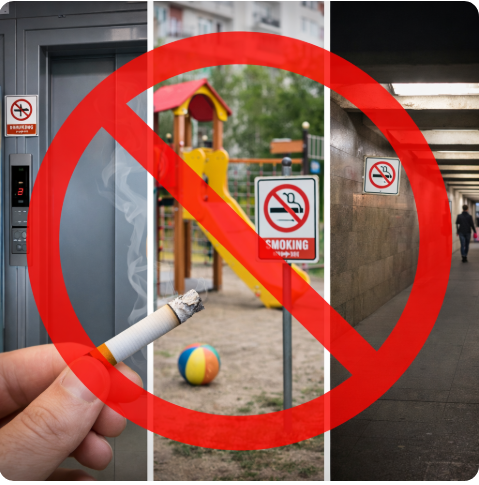 Куріння у громадських місцях, місцях загального користування